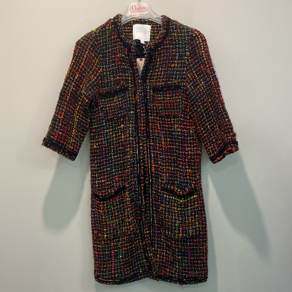 Anthropologie Twa Berwyn Tweed Coat Cardigan Multicolor NWT XS - Picture 13 of 16